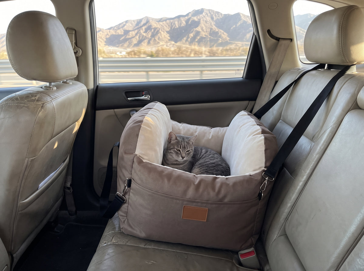 Asiento de auto para perro con correa de seguridad