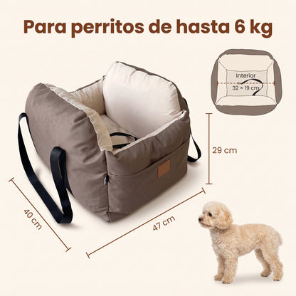 Asiento de auto para perro con correa de seguridad