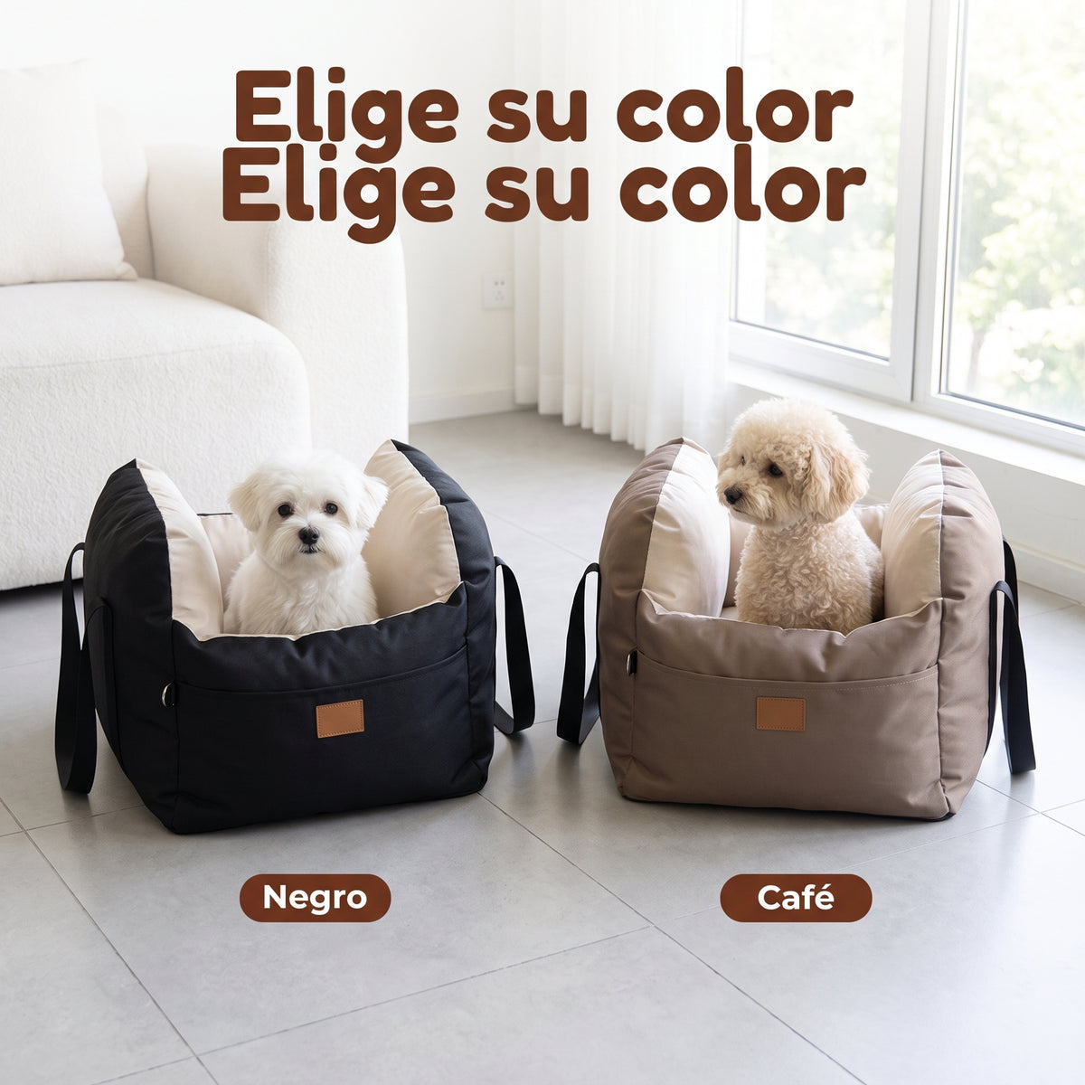 Asiento de auto para perro con correa de seguridad