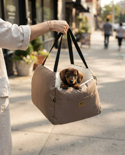 Asiento de auto para perro con correa de seguridad